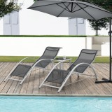 Set mobilier gradina Binetto 2 sezlonguri 1 masa gri/negru [en.casa] HausGarden Leisure, [en.casa]