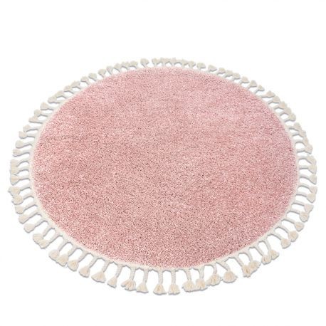 Covor Berber 9000 cerc roz Franjuri shaggy, cerc 120 cm
