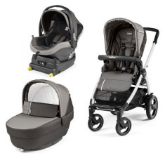 Carucior 3 In 1, Peg Perego, Book Plus 51 S, Titania White, baza i-Size inclusa, Class Grey