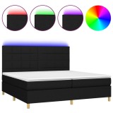 Cumpara ieftin Pat cu arcuri, saltea si LED, negru, 200x200 cm, textil