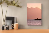 Tablou Canvas Peisaj Montan Apus Roz Lac Natură Calmă, 26 x 39 cm, CMCLASS