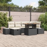 Cumpara ieftin Set de canapele pentru grădină cu pernă 7 pcs Negru Rattan poli