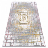 Covor acril USKUP Abstracțiune 353 fildeş / galben, 80x300 cm, Dreptunghi