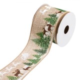 Panglică Decorativă Brad, Model de Crăciun, Poliester, Bej, 5m x 63mm, Oem