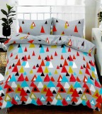 Cumpara ieftin Lenjerie de pat matrimonial cu husa elastic pat si fata perna patrata, Gloria, bumbac mercerizat, multicolor