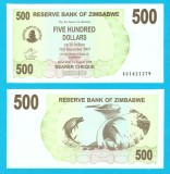 Zimbabwe (p#43) 500 Dollars 2006 UNC 'Banca de rezervă' serie: AG1421279; (ROG CITITI DETALIILE!)