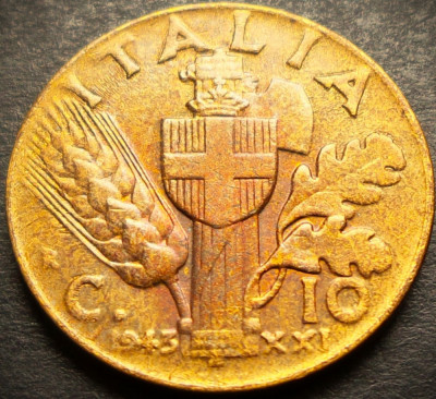 Moneda istorica 10 CENTESIMI - ITALIA FASCISTA, anul 1943 * cod 3383 foto