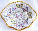 FARFURIE COS COSULET PORTELAN IMPLETIT IRIS CLUJ DECOR CU FLUTURI 18 CM