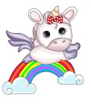 Cumpara ieftin Sticker decorativ Unicorn cu curcubeu, Mov, 65 cm, 1240-2ST, Oem