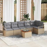 Cumpara ieftin Set de canapele pentru grădină cu pernă 7 pcs Bej Rattan poli