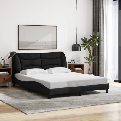 vidaXL Cadru de pat fără saltea, Hvar, negru, 160x200 cm, textil 3207781 foto
