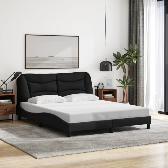 vidaXL Cadru de pat fără saltea, Hvar, negru, 160x200 cm, textil 3207781