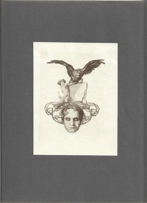 PM472N Ex-libris Oscar Neuhardt de Franz Von Bayros, heliogravură, cca 1910