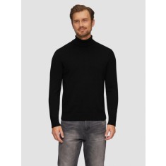 Pulover barbati din bumbac cu guler inalt, Negru, 3XL