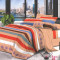 Lenjerie de pat pentru o persoana cu husa elastic pat si 2 fete perna patrata, Caledonia, bumbac mercerizat, multicolor
