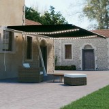 vidaXL Copertină automată cu senzor v&acirc;nt &amp; LED, antracit, 500x300 cm
