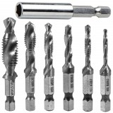 Set 6x Burghie cu Tarod, Filiera, Prindere bit, hexagonala VERKE