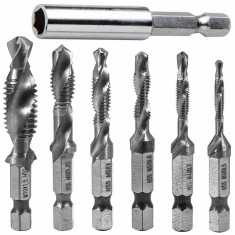 Set 6x Burghie cu Tarod, Filiera, Prindere bit, hexagonala VERKE foto