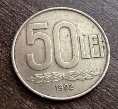 C10 235 - Moneda foarte veche - Romania - 50 leI 1992 varianta 9 rotunjit