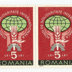 *Romania, lot 610 cu 2 timbre fiscale de ajutor, 1973, NG