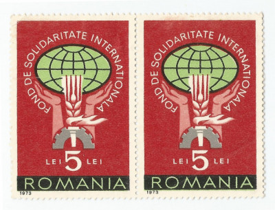 *Romania, lot 610 cu 2 timbre fiscale de ajutor, 1973, NG foto