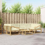 vidaXL Set de canapele de exterior cu pernă 5 pcs Alb și crem 3386144