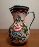 Carafa pictata manual |ceramica veche decorata cu flori