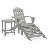 Cumpara ieftin Scaun de gradina Adirondack cu otoman &amp; masa, gri, lemn brad