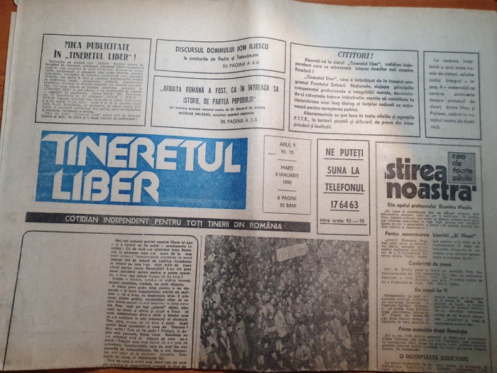 tineretul liber 9 ianuarie 1990-redobandirea binelui care ni s-a confiscat