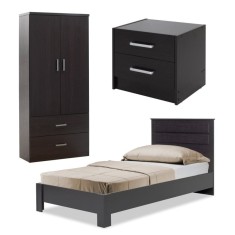 Set mobilier dormitor studenti 3 buc Nap Pako World Wenge 80x37x123 cm