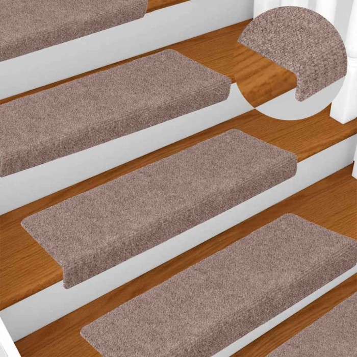 vidaXL Covorașe autoadezive pentru scări, 10 buc., 65x21x4 cm, margini dreptunghiulare, crem