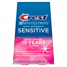 Benzi Crest 3D Whitestrips Sensitive, 18 plicuri, 12% concentratie, tratament albirea dintilor