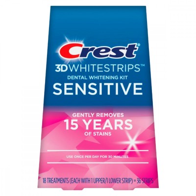 Benzi Crest 3D Whitestrips Sensitive, 18 plicuri, 12% concentratie, tratament albirea dintilor foto
