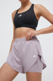 Adidas Performance pantaloni scurți de antrenament Designed for Training culoarea roz, uni, high waist IT9229