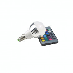 Bec led E14 3 W + telecomanda, RGB, culoare multicolor foto