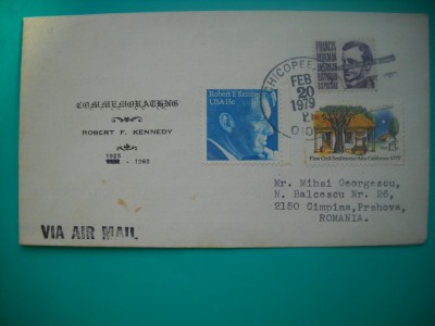 HOPCT PLIC S FDC NR 786 COMEMORARE ROBERT F KENNEDY 1979 -SUA -CIRCULAT foto