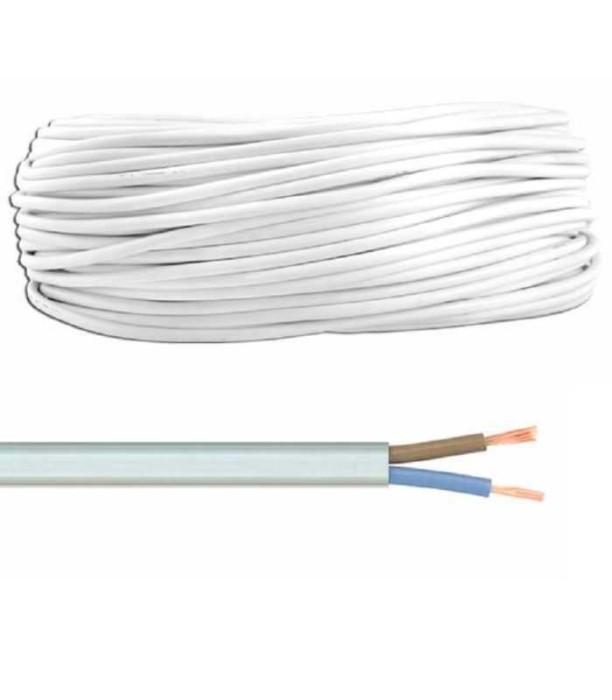 Cablu electric bifilar dublu-izolat cupru 2x1.5mm2 plat alb MYYUP