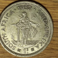 Africa de sud -moneda de colectie argint - 1 shilling 1957 superb - Elisabeta II