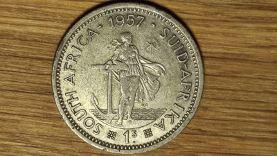 Africa de sud -moneda de colectie argint - 1 shilling 1957 superb - Elisabeta II foto