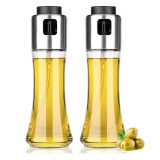 Set 2 pulverizatoare de ulei Mafiti, sticla si otel inoxidabil, transparent/argintiu, 6.5 cm x 9 cm, 180 ml