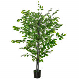 HOMCOM ficus artificial, ghiveci inclus, 135 cm, verde | Aosom Ro