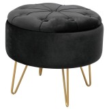 Cumpara ieftin Taburet, rotund, cu spatiu depozitare, catifea, negru, max 80 kg, 38x33&nbsp;cm, Caro, Akord, Akord Furniture Factory