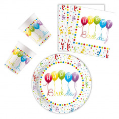 Set vesela unica folosinta tematica Happy Birthday Streamers 36 Piese