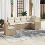 vidaXL Set canapele de grădină cu perne, 6 piese, bej, poliratan 3251365