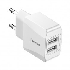 Incarcator Re?ea Baseus Travel Charger Dual Port USB 2.1A, Alb, Priza Europa foto