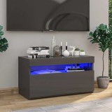 Cumpara ieftin Comodă TV cu lumini LED, gri extralucios, 75x35x40 cm
