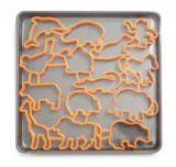 Set tava cuptor cu 14 forme pentru fursecuri, din otel carbon si plastic, L29xl28 cm, Forma Orange
