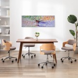Cumpara ieftin Set tablouri din p&acirc;nză, copac &icirc;n ploaie, multicolor, 120x40 cm