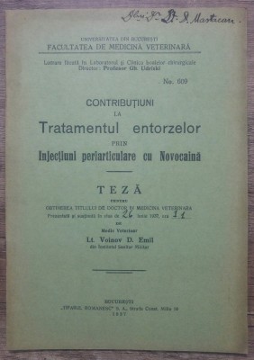 Tratamentul entorselor prin injectiuni periarticulare cu novocaina/ 1937 foto