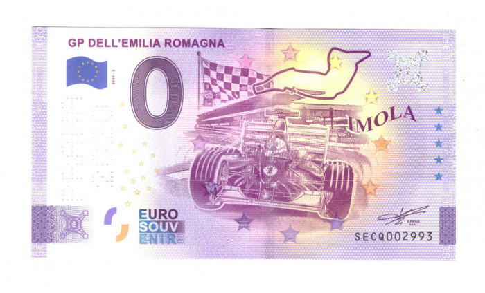 Bancnota souvenir Italia 0 euro GP Dell&#039;Emilia Romagna 2020-2, cu perforare UNC